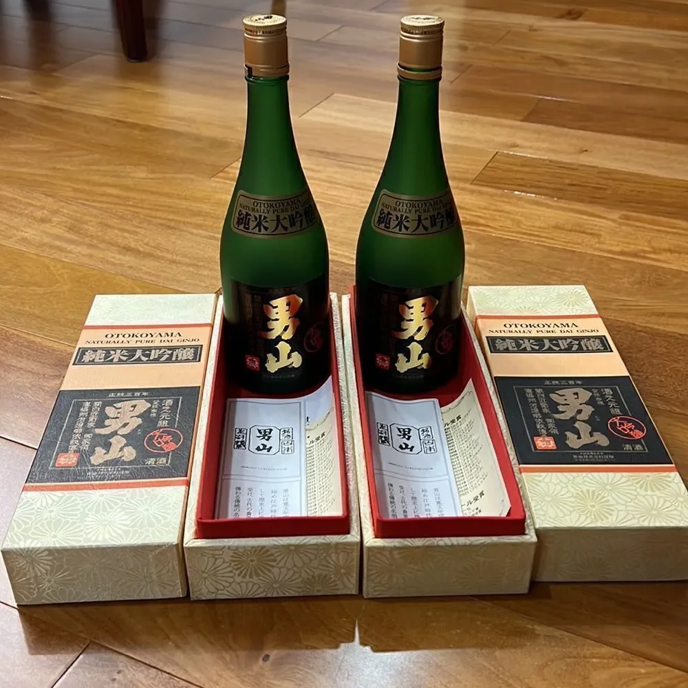 Otokoyama Sake‎ Dai Ginjo Junmai 2 Green Gold Label empty Bottles with Boxes
